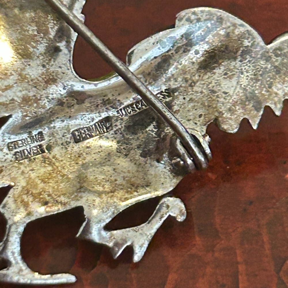 Whimsical Vintage Signed Alice Caviness Sterling Marcasite Enamel Rooster Pin - Picture 3 of 4